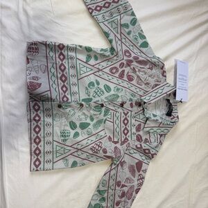 Lexbreezy Boys Button Down Shirt - Green and Red Print